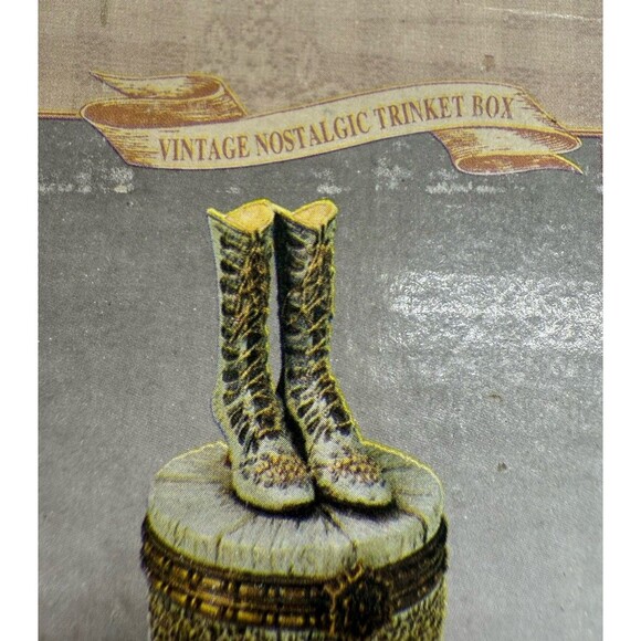 Victorian Jewelry New Box Hinged Trinket Boots Vintage Nostalgic MR1803 NEW 1999 - Picture 12 of 13
